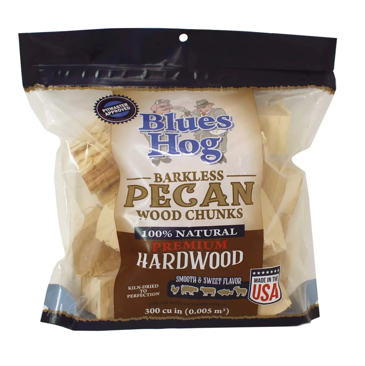 Blues Hog Barkless Pecan Wood Chunks (300cu/in) 3 Blues Hog Barkless Pecan Wood Chunks (300cu/in)