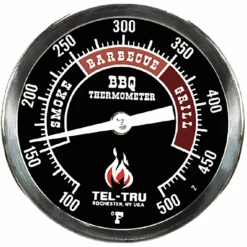 Tel-Tru BQ300 Thermometer, 3" Black Dial, 2.5" Stem