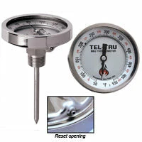 Tel-Tru BQ300R Thermometer, 3" Aluminum Dial, 2.5" Stem